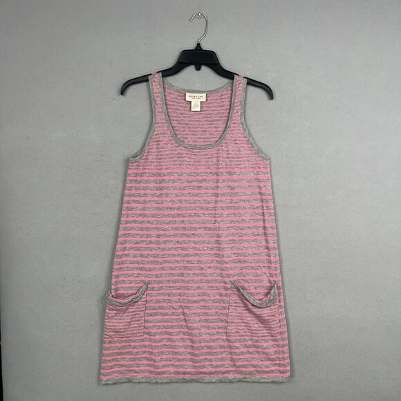 Demylee Dress Womens Large Gray Pink Striped Quiet Luxury Casual 100% Cashmere - Picture 1 of 12